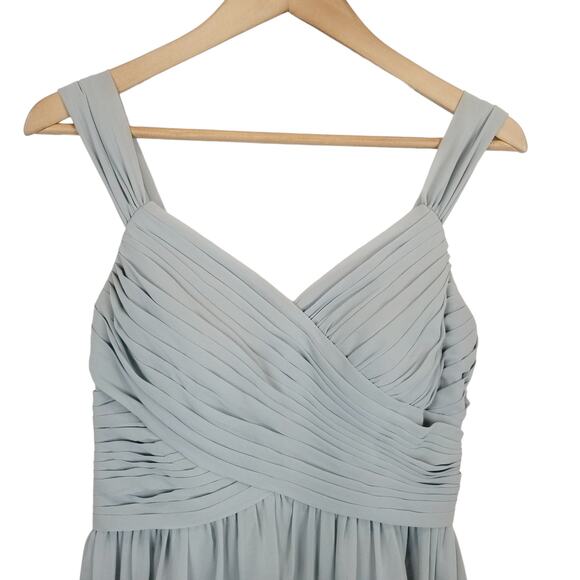 Azazie Women's Knee Length Chiffon Bridesmaid Dress Light Blue Size A6 / 6 - Picture 4 of 6